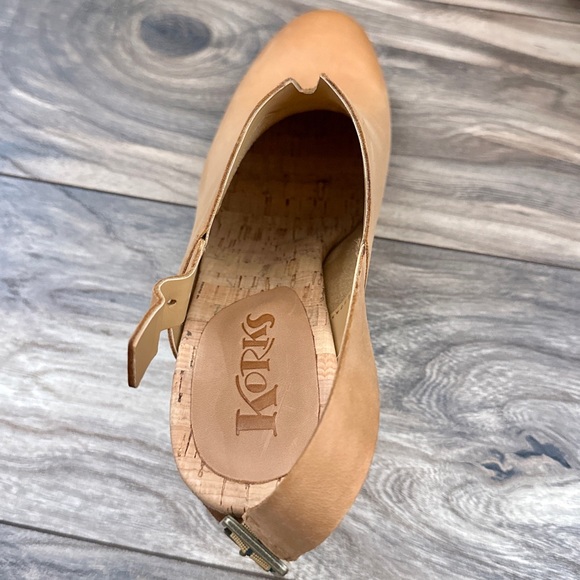 NIB Korks Kork Ease Rayleigh Slingback Block Heel Leather Clogs Natural - Picture 11 of 14